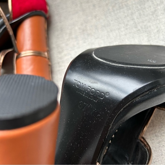 Tom Ford Rare Vintage Leather Suede Patchwork Ankle Strap Sandals Size 37 - Picture 11 of 11